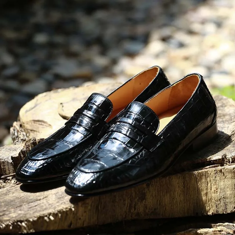 

ourui true new arrival crocodile leather male business leisure loafers Genuine crocodile leather Men's shoes men shoes