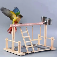 bird training supplies solid wood interactive parrot stand small and medium parrot ladder scrub station bar bird shelf wf1019