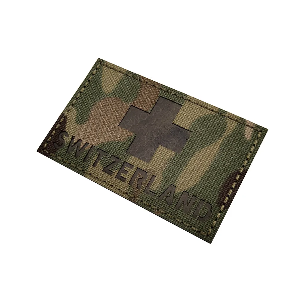 Швейцарский флаг швейцарская вышитая аппликация ИК-Инфракрасная тактическая