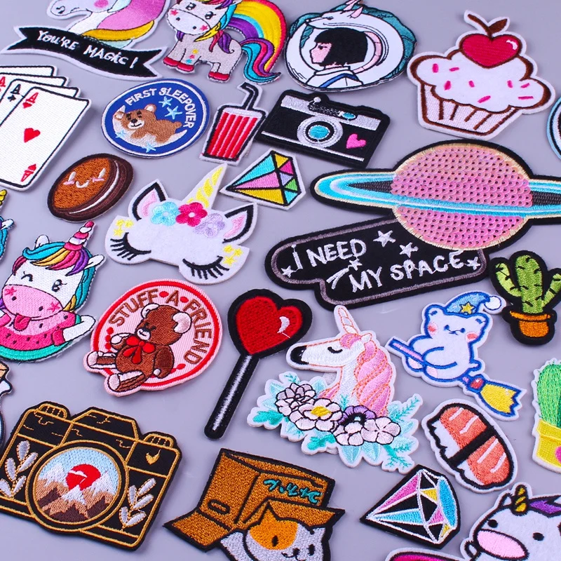 Prajna мультфильм Единорог камера патчи вышитые для одежды утюжок на милый медведь