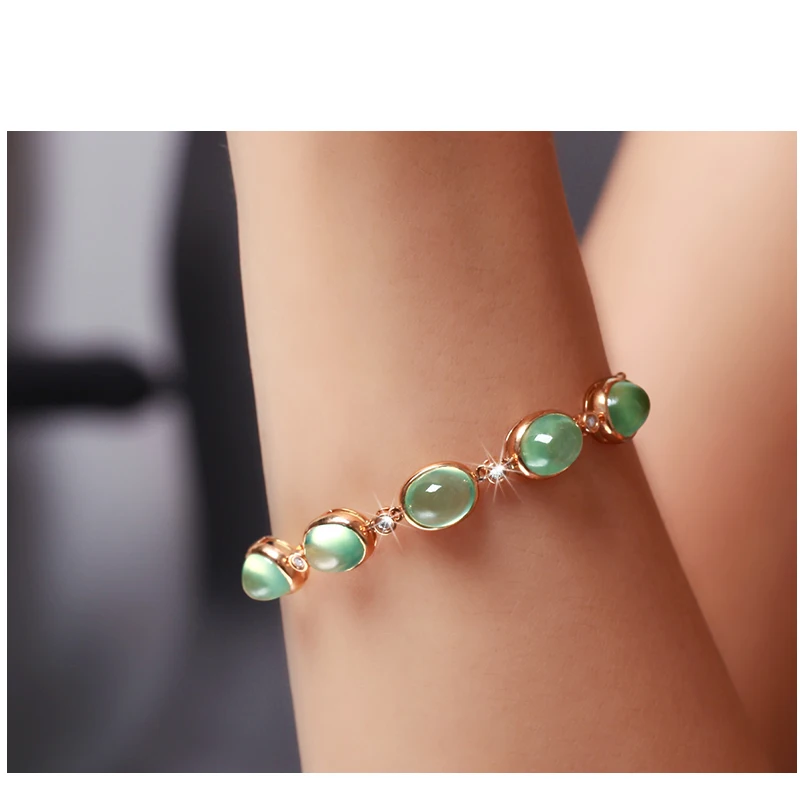 Женский браслет с натуральным изумрудом MAQ тонкий однотонный Браслет из чистого