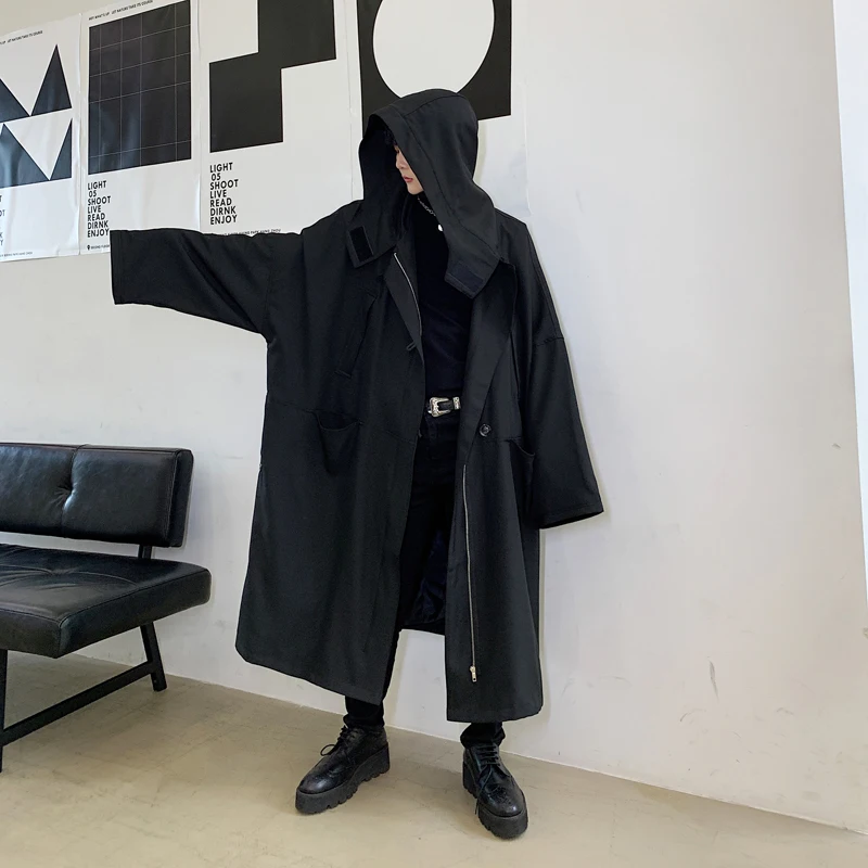 Мужская Уличная одежда Готическая ветровка пальто плащ свободная повседневная