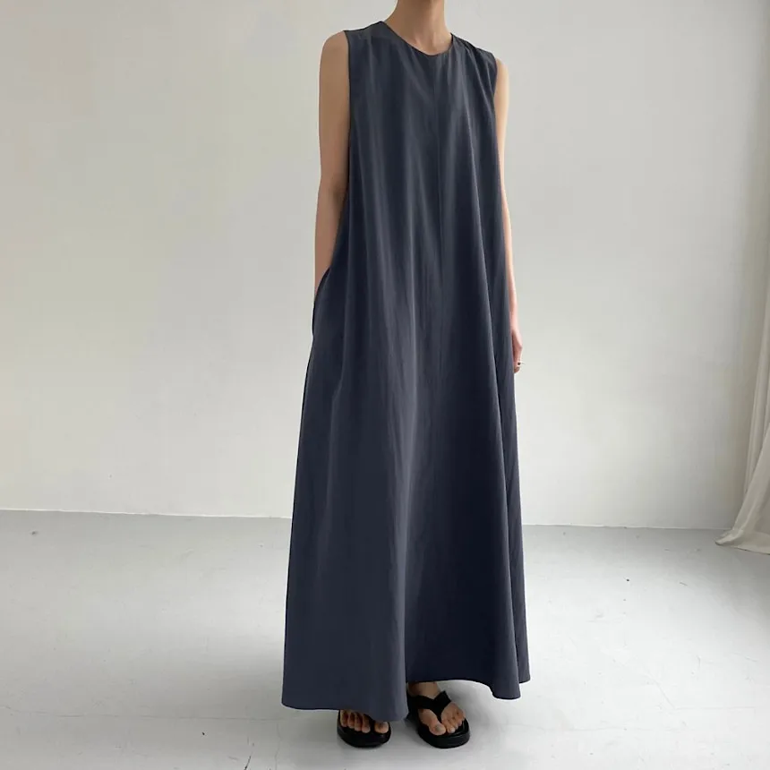 Новинка 2022 шикарное летнее платье без рукавов в Корейском стиле удобное длинное