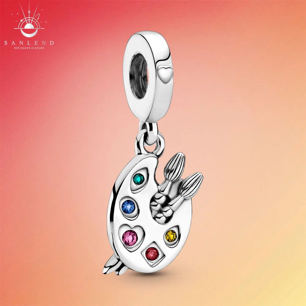 

Sanlend серебряные бусины 925 пробы палитра художника на крючках, брелоки, подходят к оригинальным браслетам Pandora, вечерние Подарки DIY Ювелирные ...