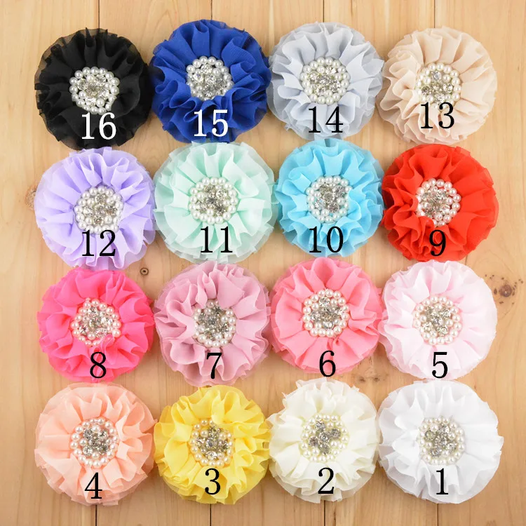 Hot Sale 40pcs/lot 7CM Chiffon Flower Fabric Flowers For Headband DIY Hair Accessories LSFB042