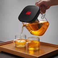 clear glass tea set teacup sets heat resistant square glass teapot with tea infuser puer oolong tea pots kettle office tea cup