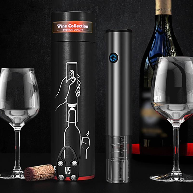

One Touch Automatic Bottle Opener Button Electric Bottle OpenerWith Rechargeable Battery USB Charging Line Foil Knife