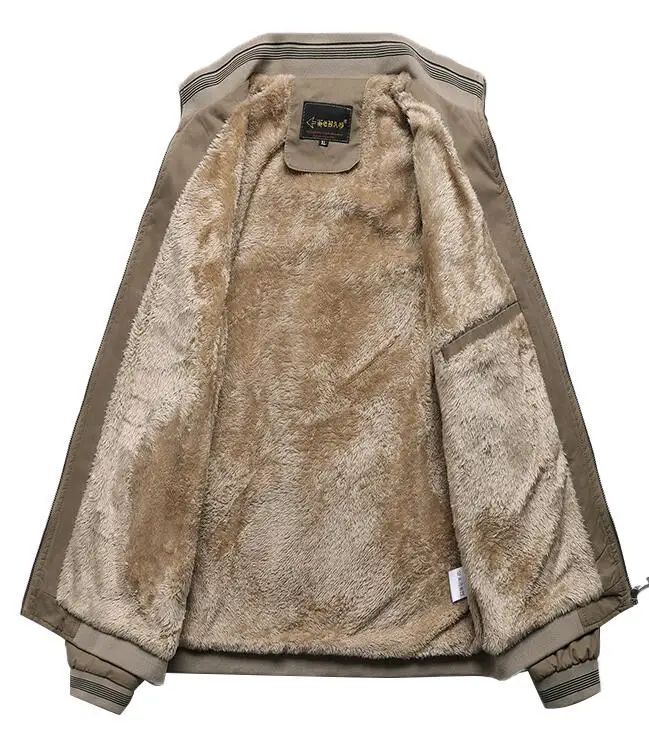 Male Outwear Fleece Thick Warm Casual Windbreaker Jacket Men Baseball Coats Winter Men  Bomber Parkas