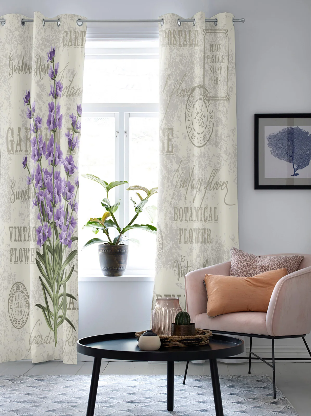 Винтажная занавеска на окна роскошная коляска фиолетового и лавандового цвета