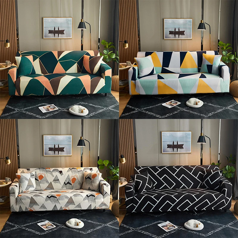 

Geometry Art Print Sofa Cover Slipcovers Stretch Sofa Covers for Living Room Elastic Couch Chair Cover Sofa Towel 1-4-seater