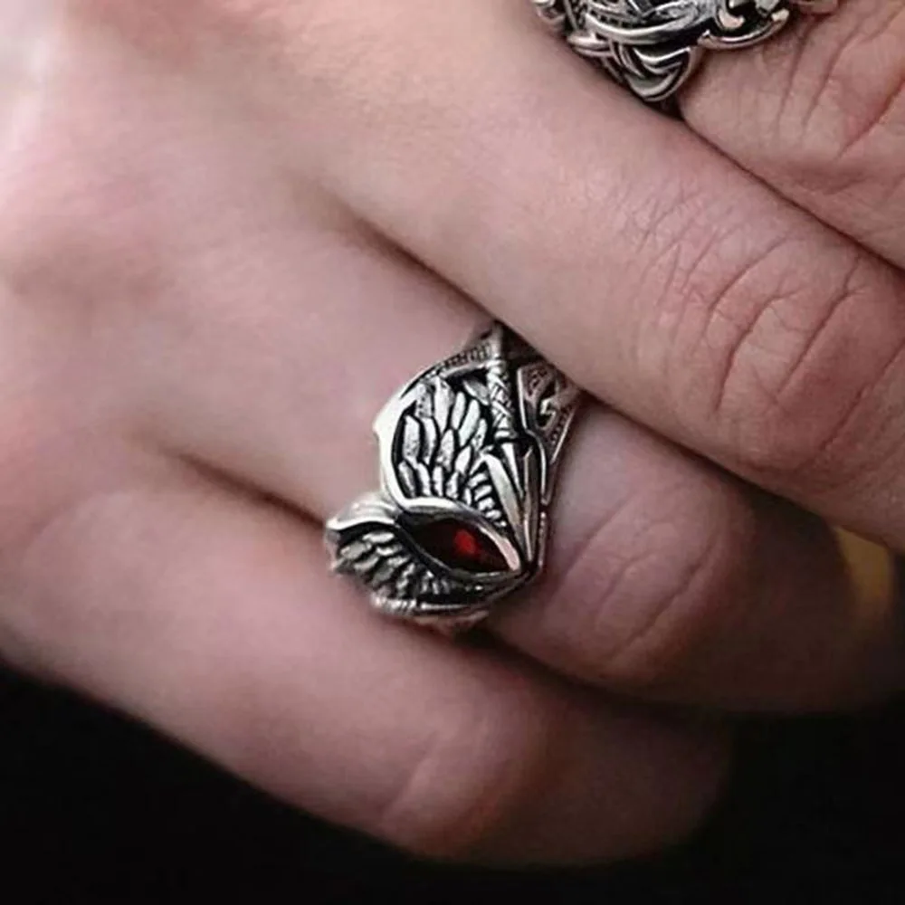New Retro Silver Angel Hell Demon Eye Lucky Owl Nine Tail Fox God Eye Ring High-end Jewelry Holiday Gift Wholesale images - 6