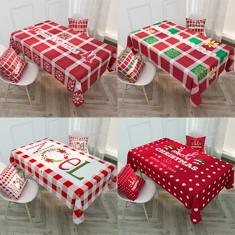

2021 Nordic red Christmas deskcloth waterproof cotton tea several table cloth lattice cartoon series platform