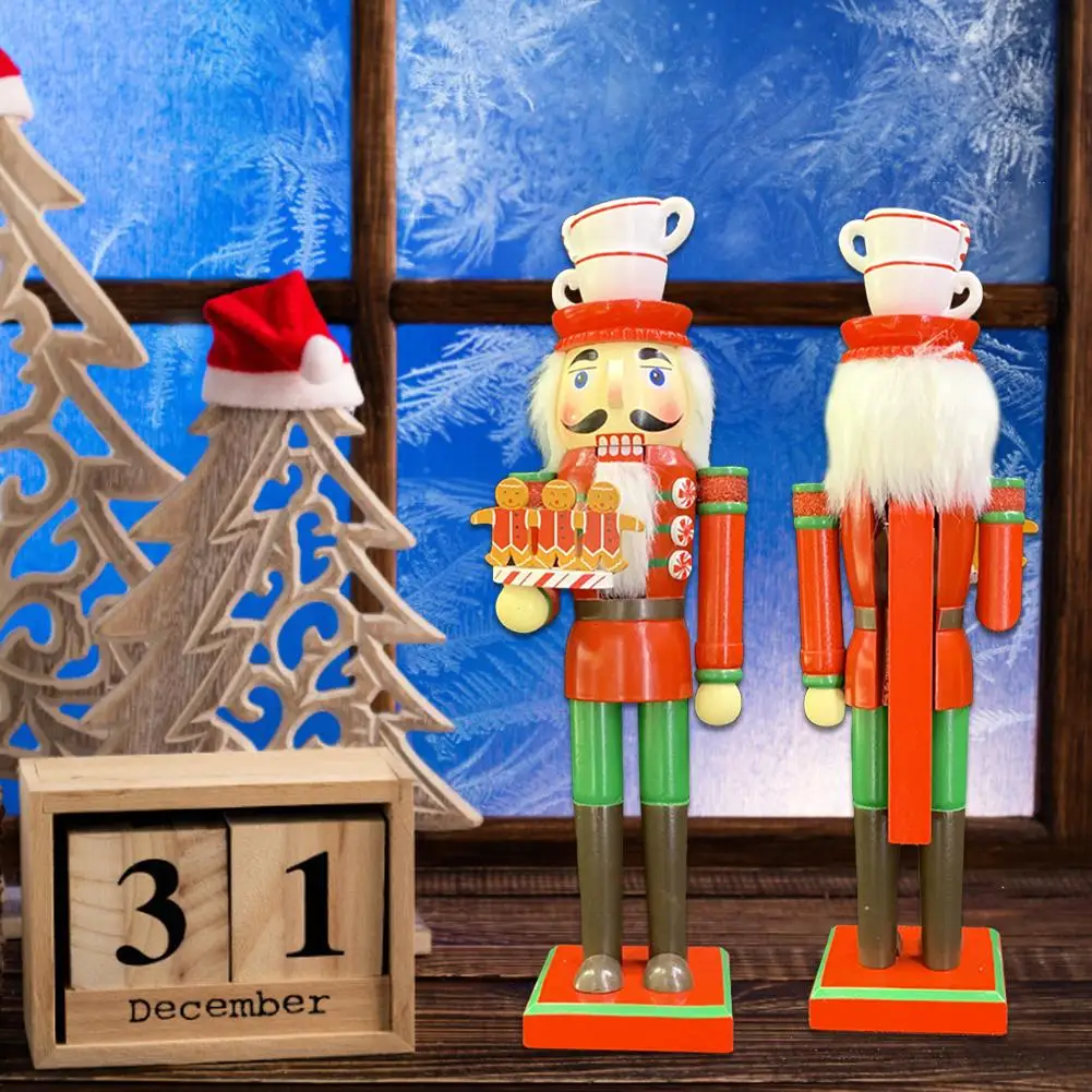 

35CM Christmas Nutcracker Soldier Wooden Nutcracker Doll Figures Figurine Desktop Christmas Ornaments