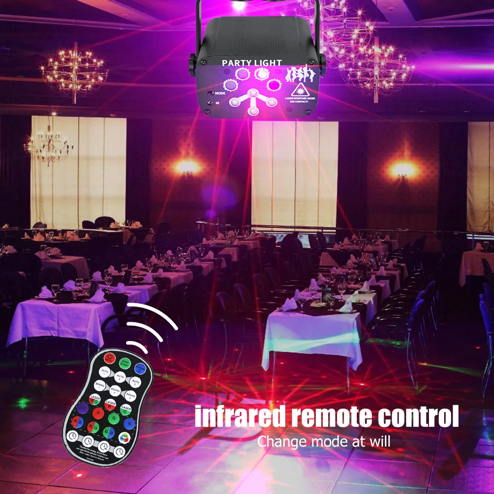 

Mini 60 in 1 LED Laser Projection Lamp Portable Voice Remote Control Light