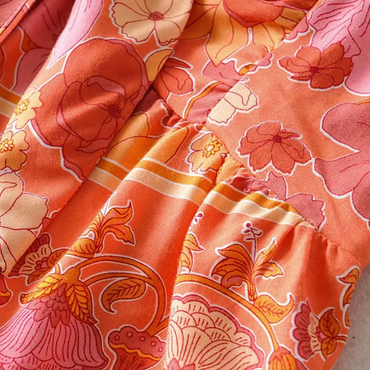 Женский костюм с цветочным принтом оранжевый повседневный комплект из двух