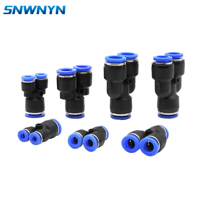 

PW 3 Way Port Y Shape Air Pneumatic Connectors OD 4MM 6MM 8MM 10MM 12MM 16MM Hose Tube Push in Gas Plastic Pipe Quick Fittings
