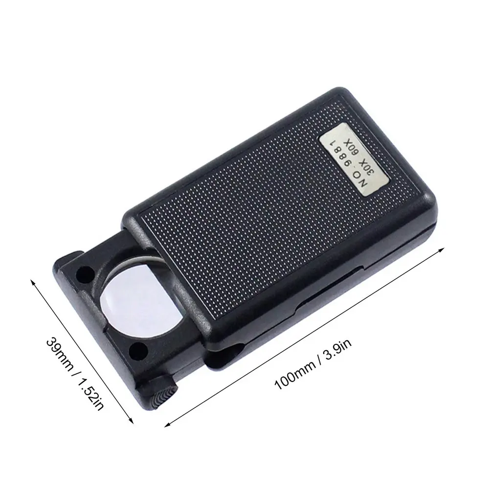 

30X 60X Pull-type Jewelry Magnifier Mini Pocket Hand Magnifying Glass Portable Microscope Loupe Optical Lens Tool w/ LED Light