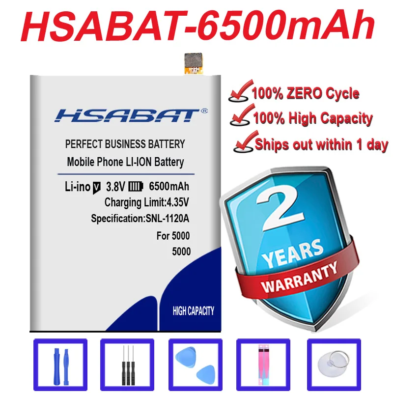 Аккумулятор HSABAT 6500 мАч для ELEPHONE P5000 THL 5000 THL5000 DEXP Ixion XL5 &quotML5 Бесплатная