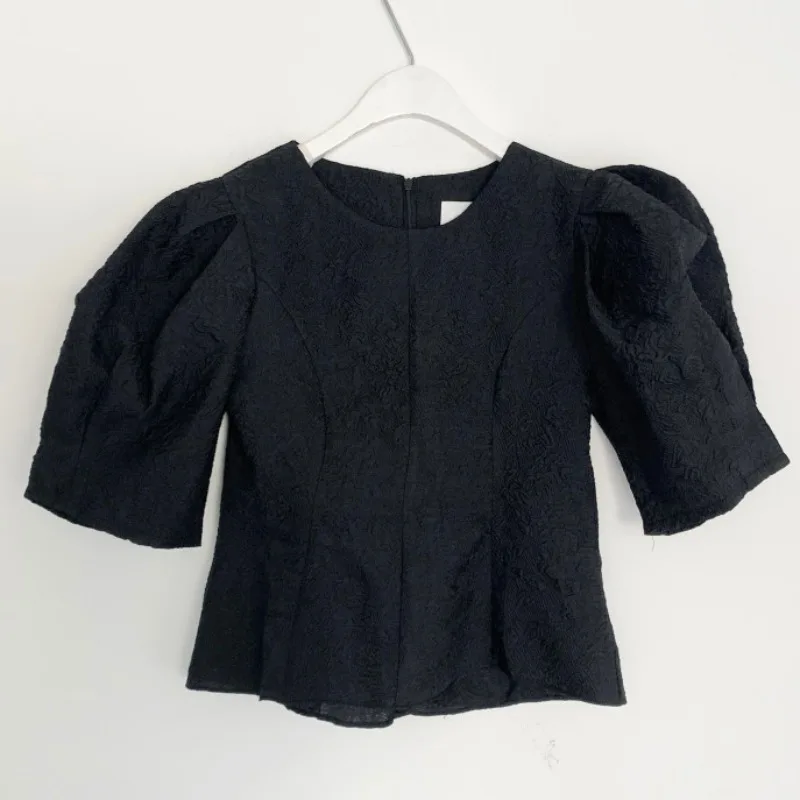 

ZAWAHIKI Puff Sleeve Solid Women Shirts Vintage Summer Korean Fashion Blusas Mujer Summer Short Sexy 2021 Blouses Femme