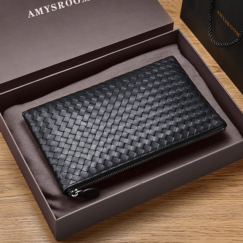 100% настоящая коровья кожа сумка Мужская Ручная переплетенная портфель MS на