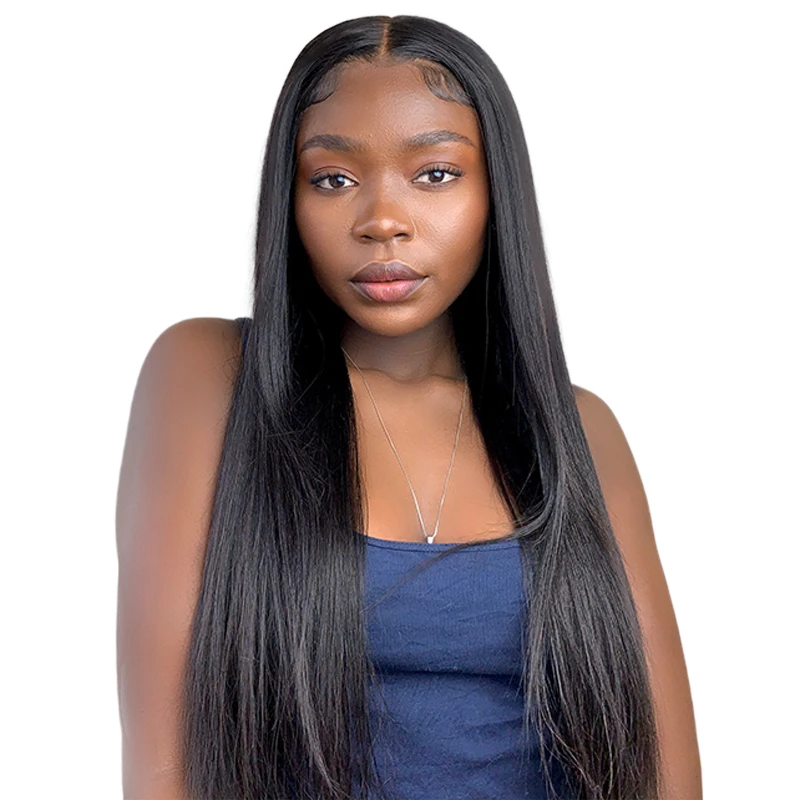 

4x4 Closure Wig Straight 1b Black Lace Front Wig Human Hair 150% Density Pre Plucked Bleached Knots With Baby Hair Besfor