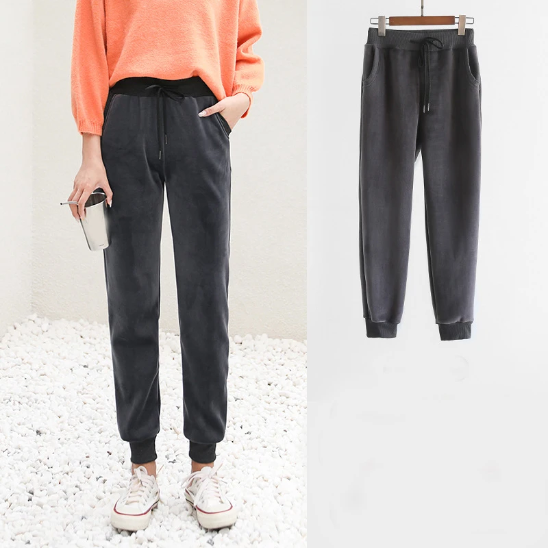 Зимняя утолщенная верхняя одежда из бархата Хлопковые брюки Повседневные