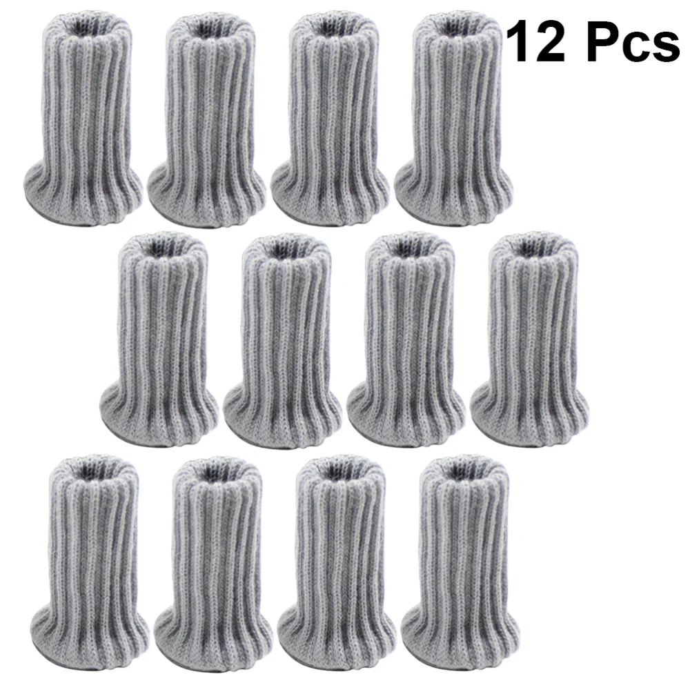 

12 Pcs/3 Sets Chair Leg Socks Polyester Dual Layer Floor Protection Knitting Socks Anti-slip Mat Table Foot Furniture Leg Feet