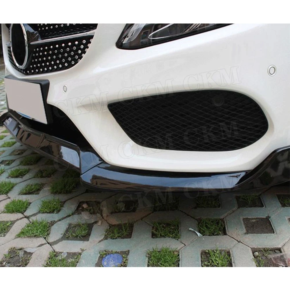 3 шт. ABS рояль Черный Автомобильный передний бампер спойлер для Mercedes Benz W205 C205 C200 C300