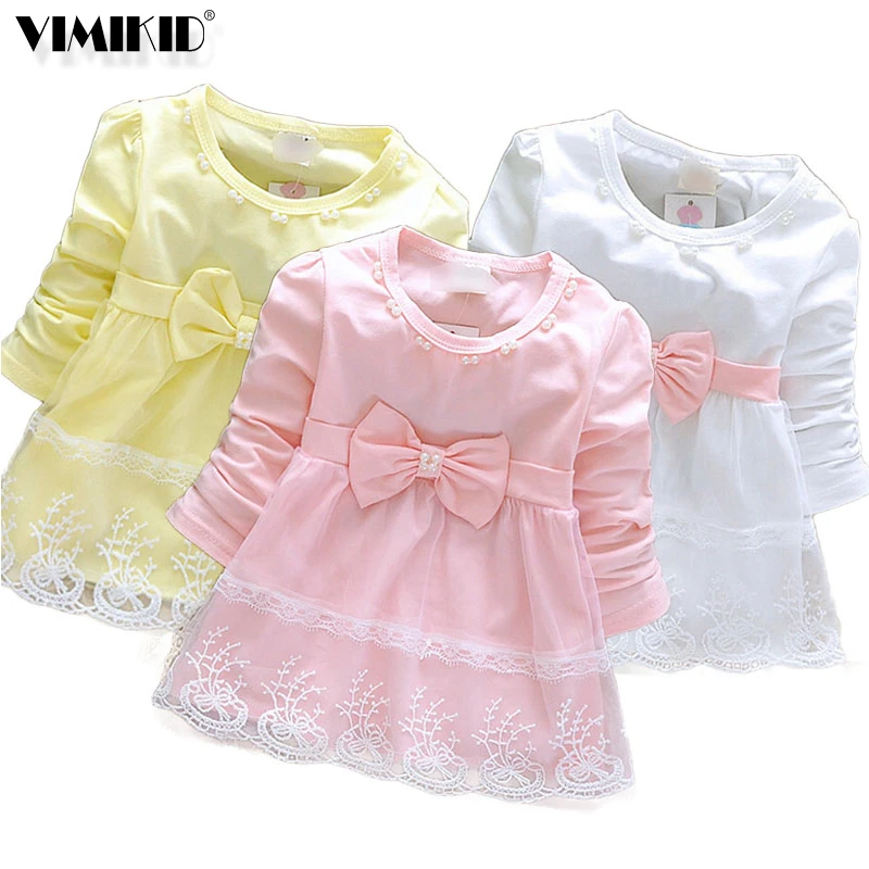 Одежда для девочек топы платье кружевная Осенняя Фата с длинными рукавами и