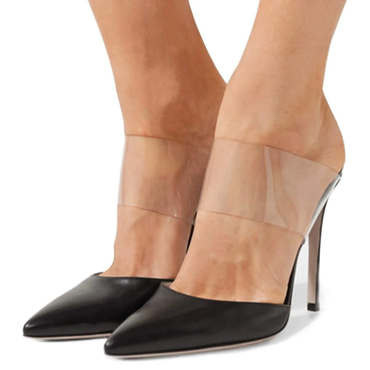 

Slippers Summer Women Fashion Thin Heels Sandals Pointed Pvc Transparent Strap Super High Heeled Women's Shoes Pumps Slides