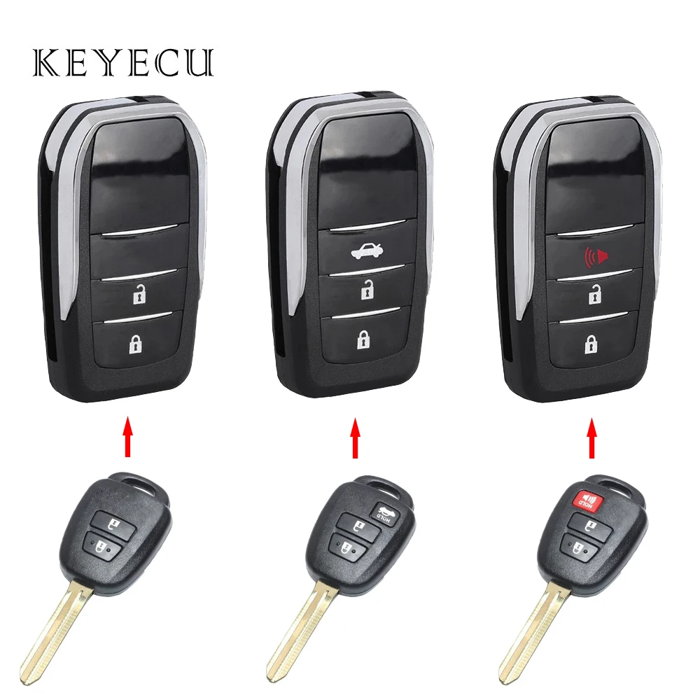 

Keyecu Modified Flip Remote Car Key Shell Case HYQ12BDM HYQ12BEL TOY43 Blade for Toyota Yaris Scion RAV4 Highlander Tacoma Prius