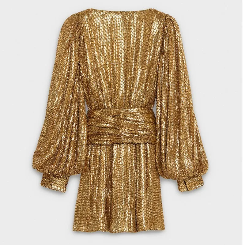 Для женщин Ночное Клубное вечернее платье блестки Фонари с сияющим золотистым