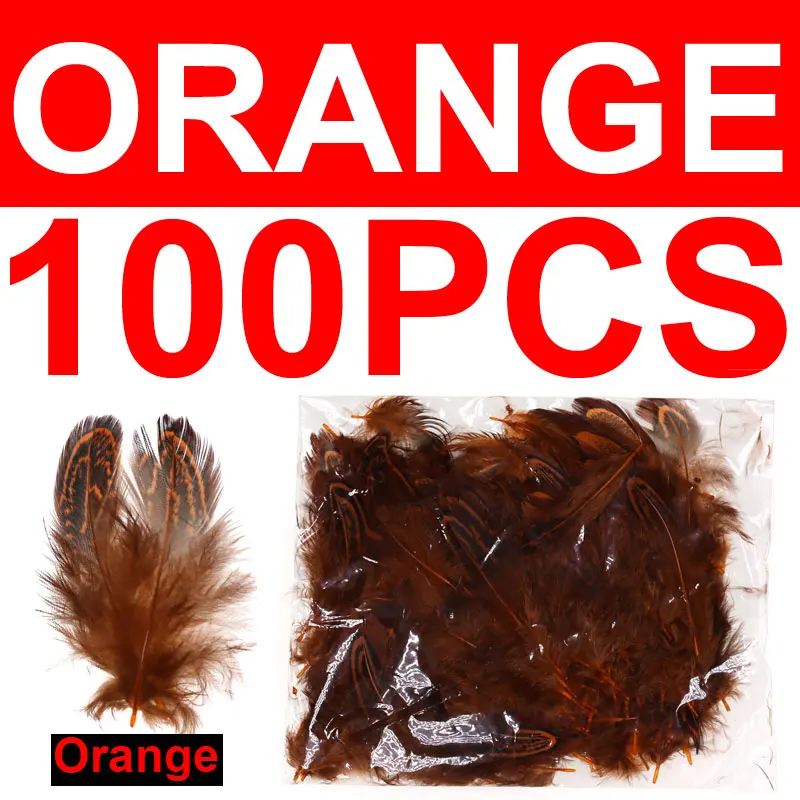 100pcs orange Bimoo 100 шт./упак. муха завязывание Partridge перо Caddis летающие крылья мягкие Hackle мокрые мушки соленой воды тройные Крючки материалы для связывания - Цвет: 100pcs orange