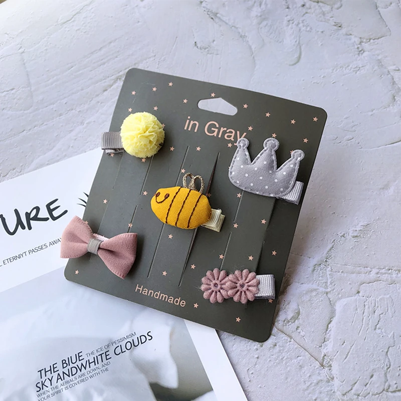 Baby Hair Clips Cartoon Bows Hairpin For Girls Cute Party Accessories Children Princess Barrette Infant Hairclip 5Pcs | Детская одежда