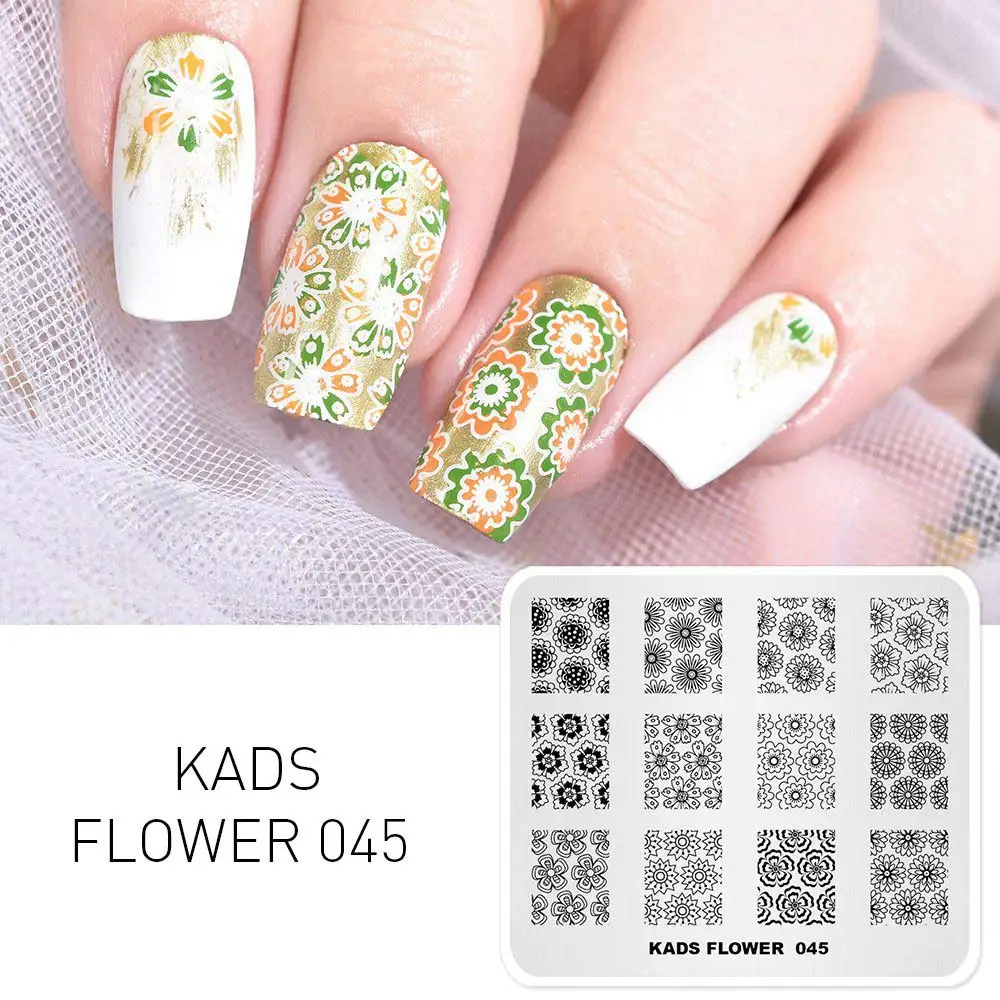 Flower 045 KADS пластины для штамповки ногтей 48 дизайнов цветок бабочка изображение дизайн ногтей штамп Шаблон трафарет для штамповки ногтей Маникюрный Инструмент - Цвет: Flower 045