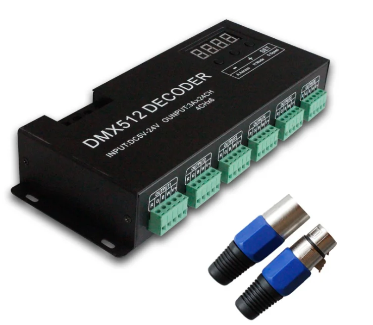 Регулятор освесветильник RGBW dmx512, регулятор освещения, 24 канала * 3A, контроллер освещения