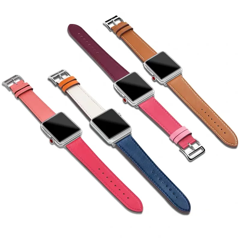 

Ремешок из натуральной кожи для Apple Watch 6 5 4 3 2 1 SE, браслет с Series петель 44 мм 40 мм 42 мм 38 мм, мужской браслет для iWatch