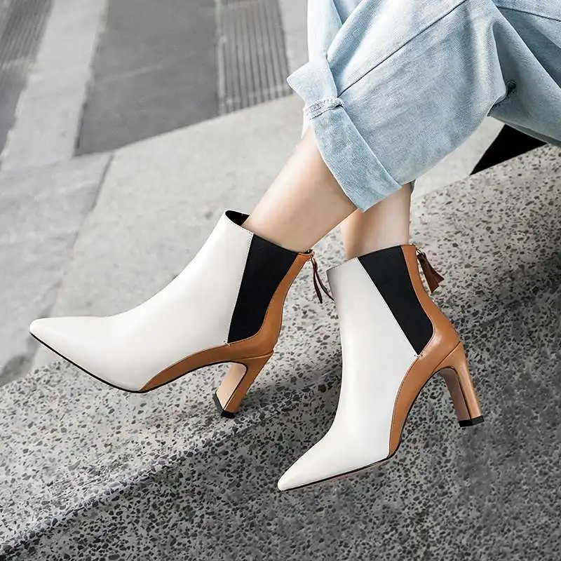 Женские ботильоны из натуральной кожи на тонком каблуке размеры 34-39 | Обувь