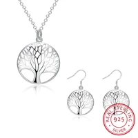 wisdom tree necklace earring set 925 sterling silver tree of life pendant necklace and earrings christmas gifts jewelry set
