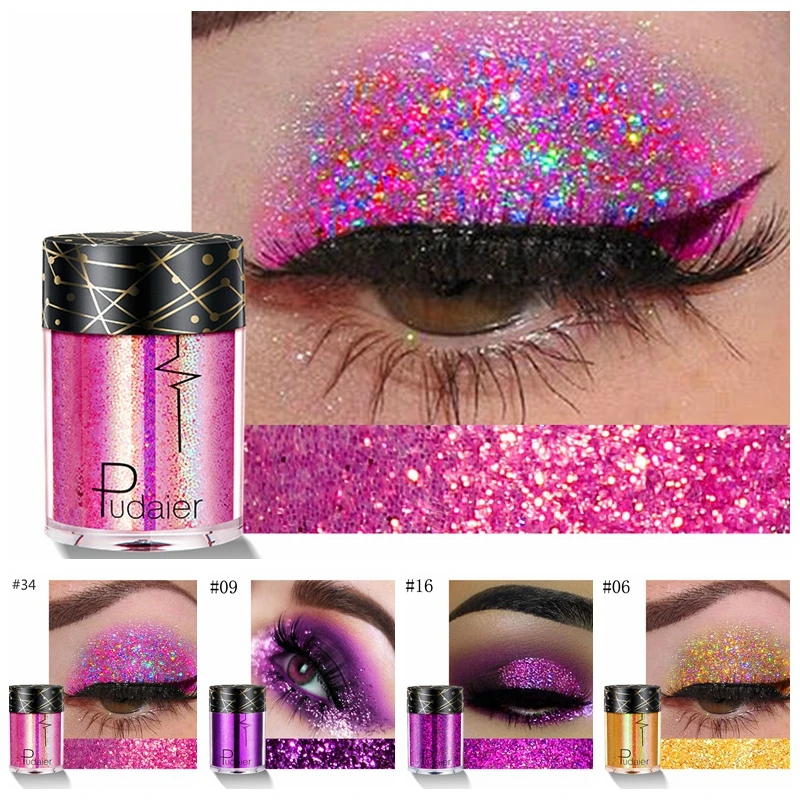 Pudaier 36 цветов голографические лазерные тени для век Свободная пудра фестиваль