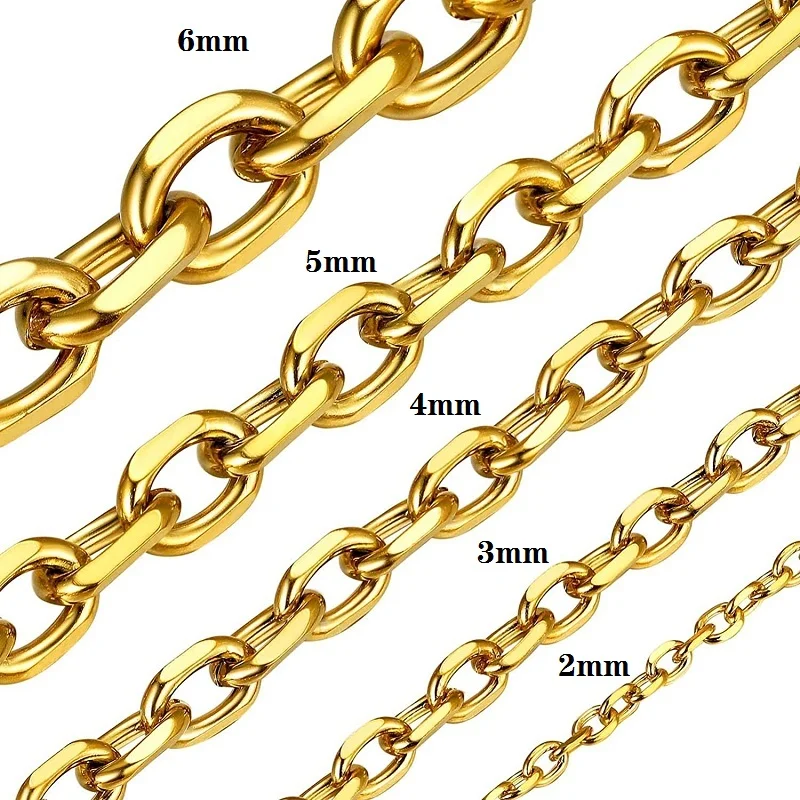 

Stainless Steel O Chain For Men Women Rolo Necklace for Pendant Gold/Silver/Black Color Cable Link Gift 2mm 3mm 4mm 5mm 6mm Wide