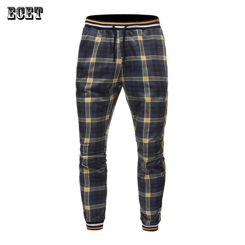 

New Men's Casual Pants Jogger Sweatpants Streetwear Business Fashion Overalls Solid Color Plaid Men's Trousers Clothing