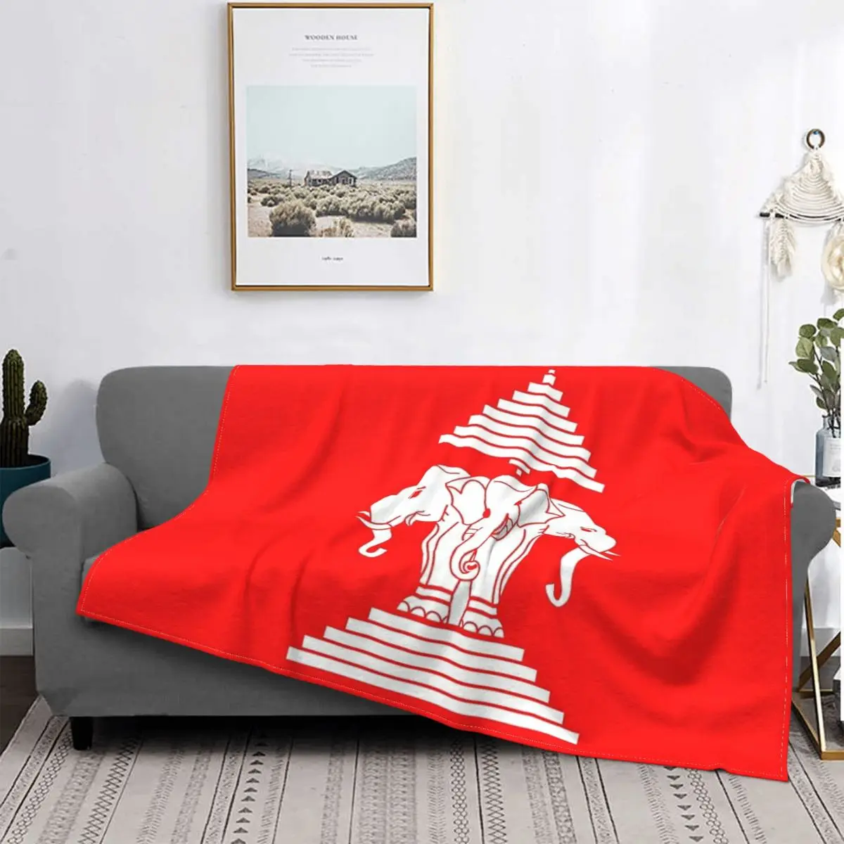 

Bandera de lao 1952-1975 Manta, colcha de cama a quadros, manta de playa, ropa de cama y fundas
