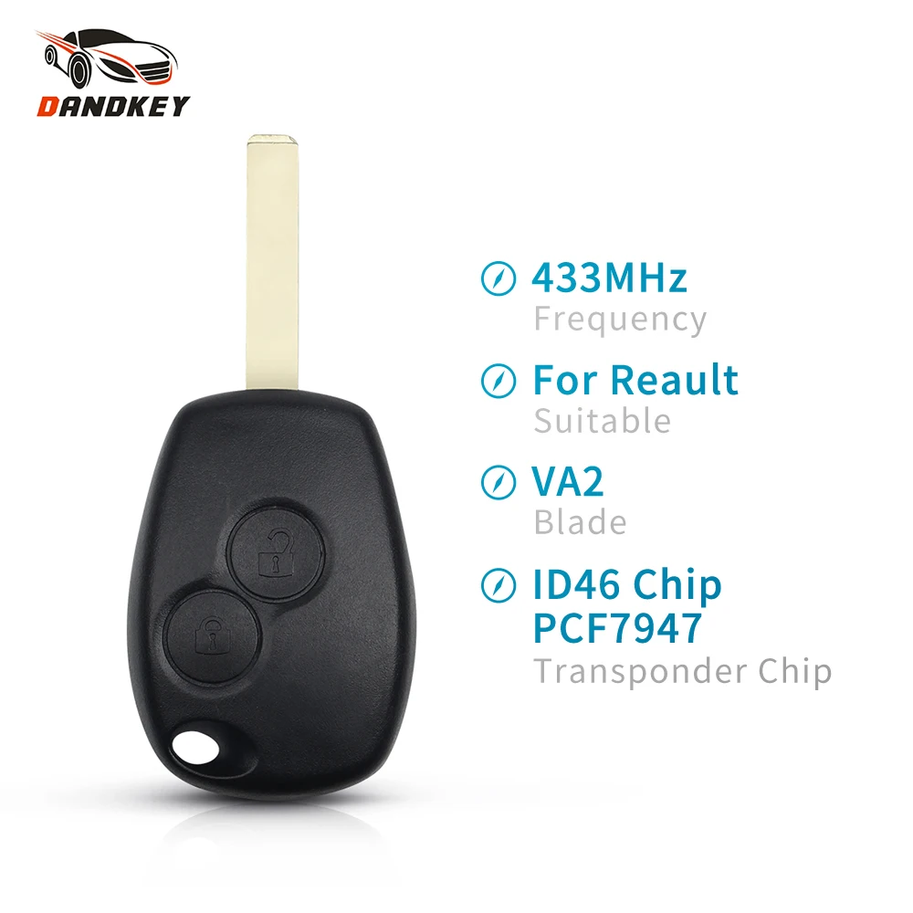 Dandkey 2 кнопки дистанционного ключа чехол для Renault Duster Modus Clio 3 Twingo DACIA Logan Sandero 433 МГц