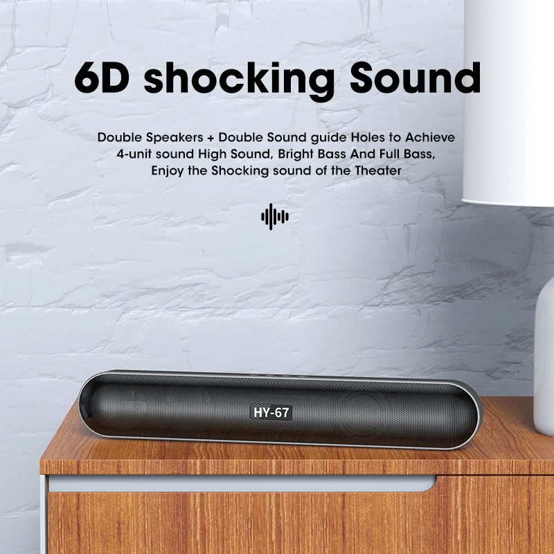 Wireless Bluetooth Speaker 6D Surround Stereo Voice Call FM AUX TF USB for Laptop PC Theater TV Sound Bar Loudspeaker Subwoofer |