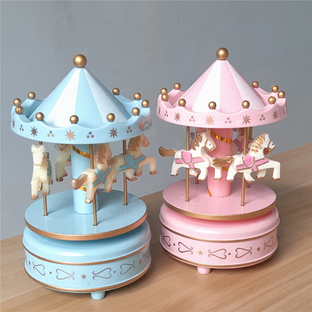 Деревянная лошадь Веселая круглая карусель музыкальные коробки для детей