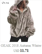 OEAK, женские флисовые толстовки,, длинный рукав, с капюшоном, пуловер, толстовка, Осень-зима, теплая, на молнии, с карманами, меховое пальто размера плюс, 5XL