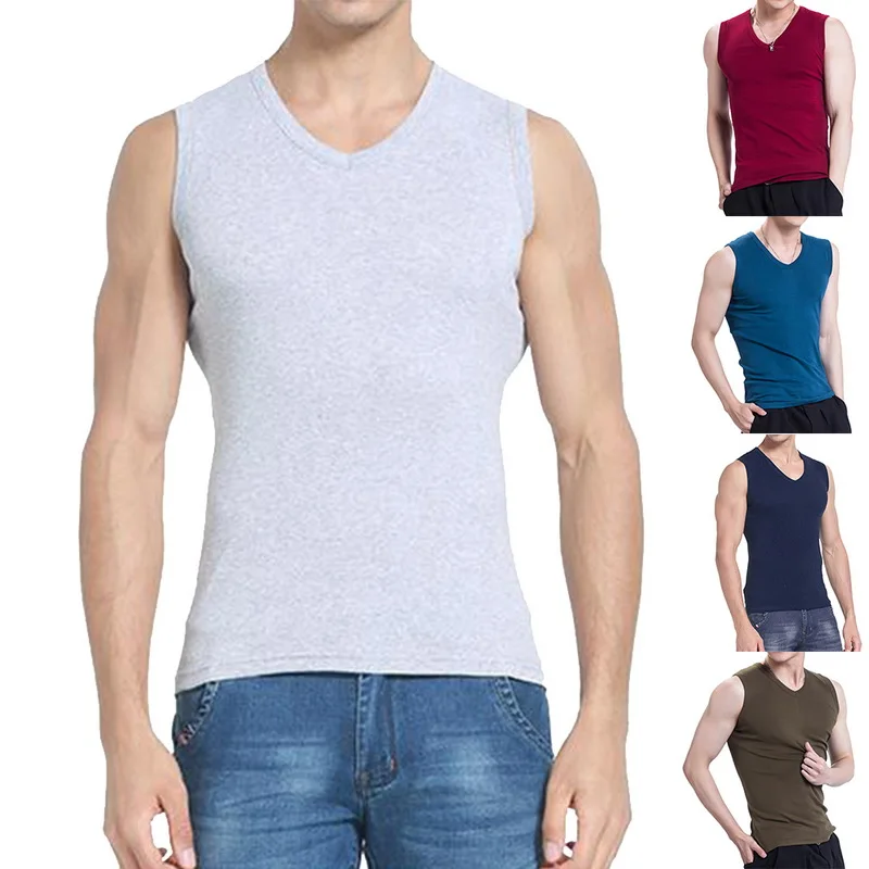 Мужская однотонная майка для бодибилдинга простая Спортивная бега и похудения