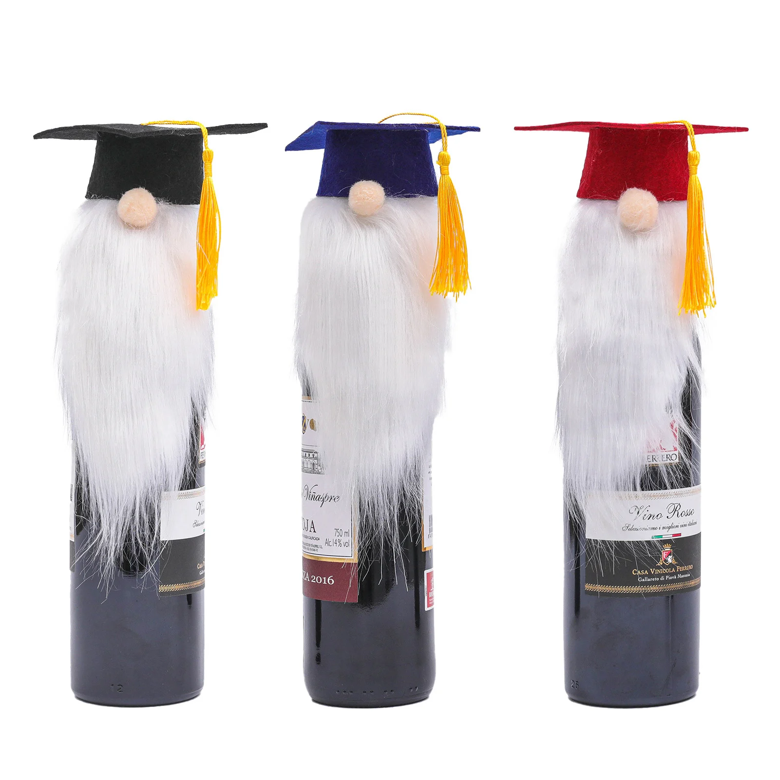 

Long Beard Doctoral Cap Wine Bottle Cover Faceless Doll Graduation Hat Bottle Ornament Graduated Season Home Party Decoration