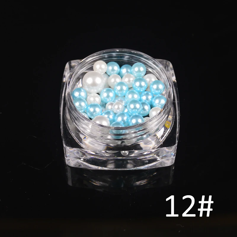 

1 Bottle Colorful Seashell Pearl Nail Rhinestone Gillter Bead Multi-size 3D Manicure Nail Art Decoration
